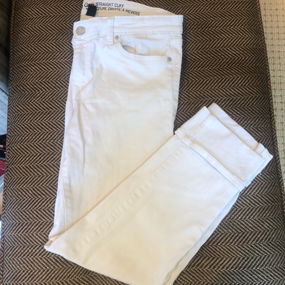 Gap cuffed white denim ankle pants